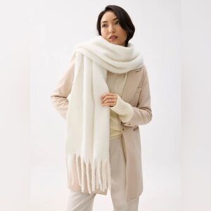 Love, Bonito Cream Oversized Fringe Hem Scarf